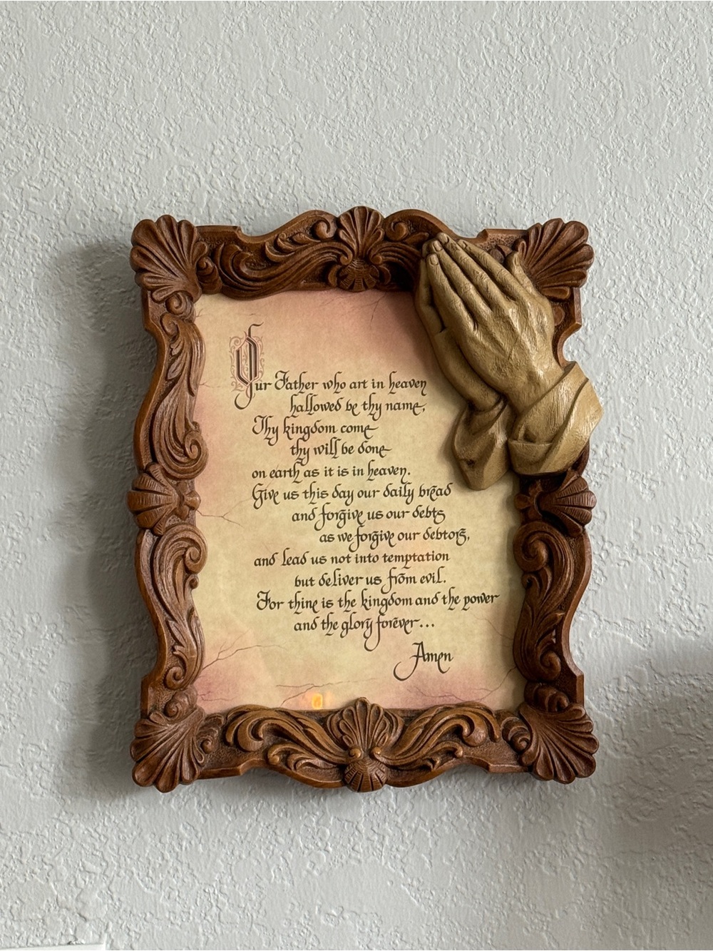 Vintage Lords Prayer 3D Faux Wood Picture - Picture 10 of 13